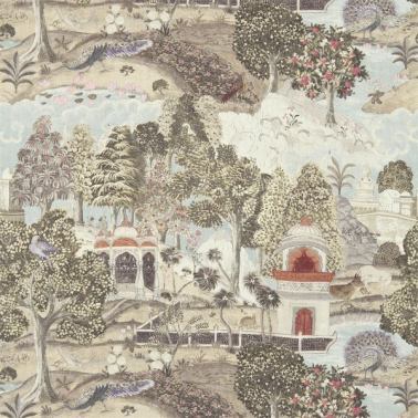 Tela ZJAI321685-linen silver-peacock garden ZOFFANY