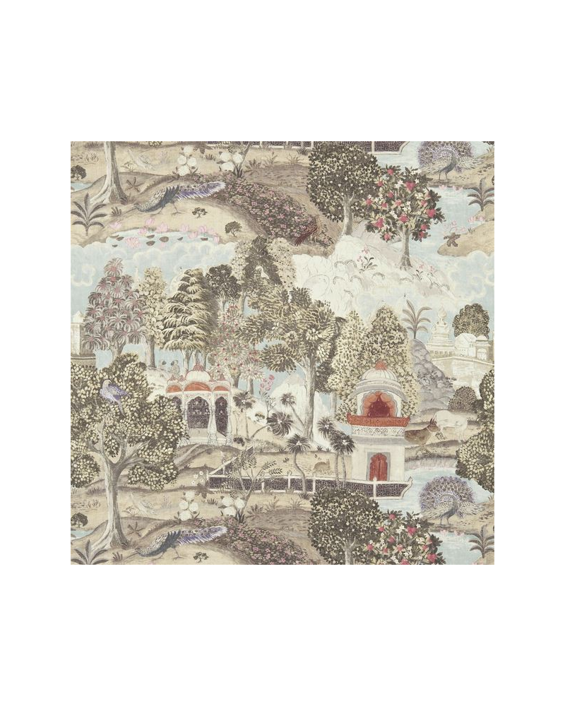 ZJAI321685-linen jardin de paon argenté