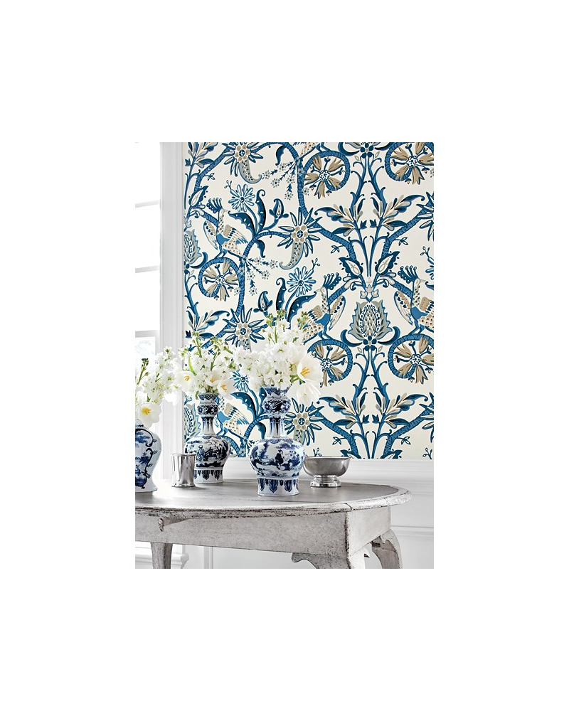 ZJAI321685-linen jardin de paon argenté