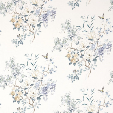Dekostoff DWAP226293 MAGNOLIA & BLOSSOM Mineral-Teal Sanderson