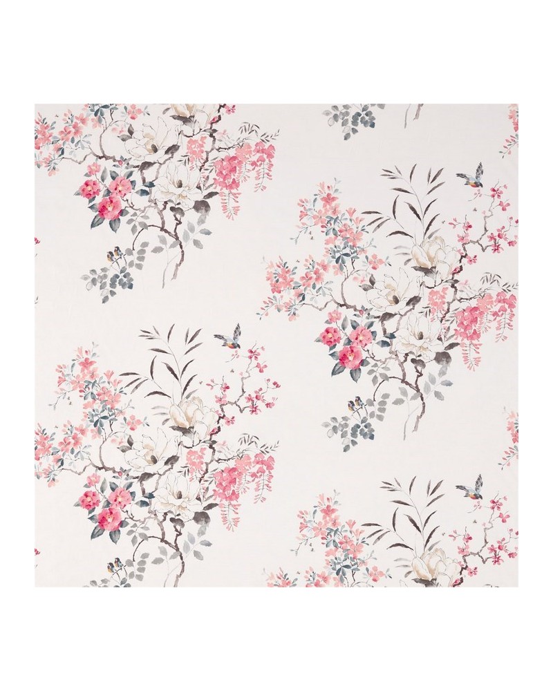 Fabric DWAP226295 MAGNOLIA & BLOSSOM Coral-Silver Sanderson