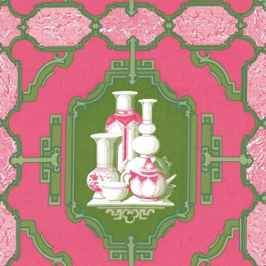 Carta da Parati GDW-5445-001 Porcelanas Frambuesa-Verde - GASTON Y DANIELA