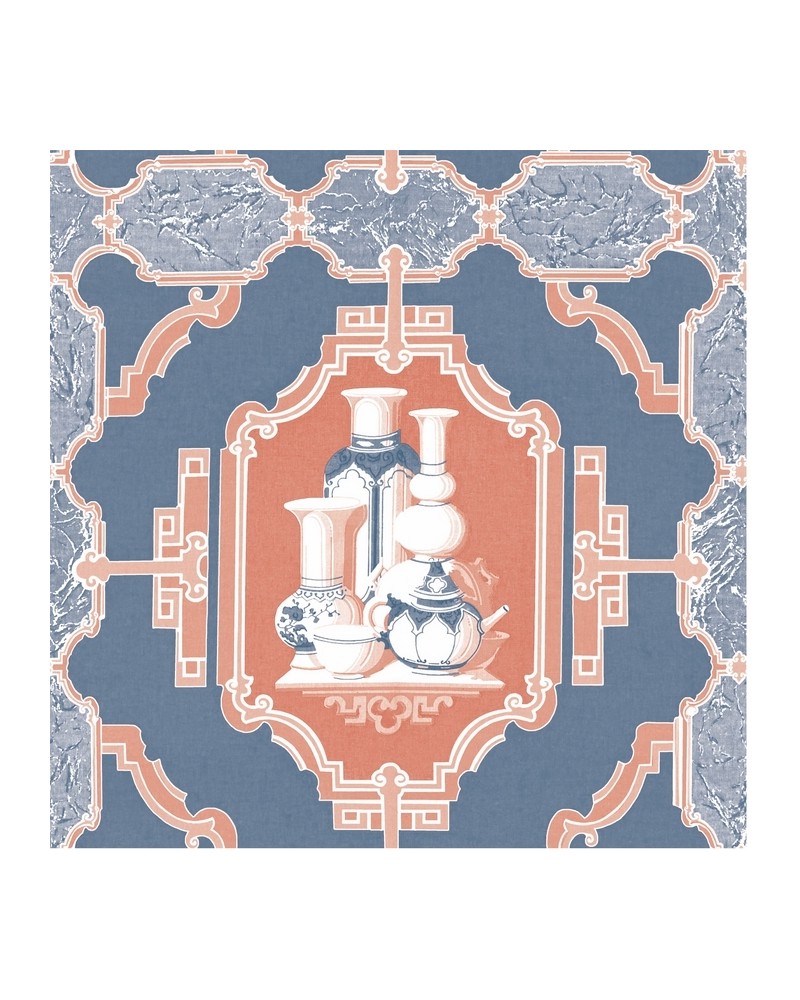 Wallpaper GDW-5445-004 Porcelanas Azul-Rojo - GASTON Y DANIELA Wallpaper GDW-5445-004 Porcelanas Azul-Rojo - GASTON Y DANIELA
