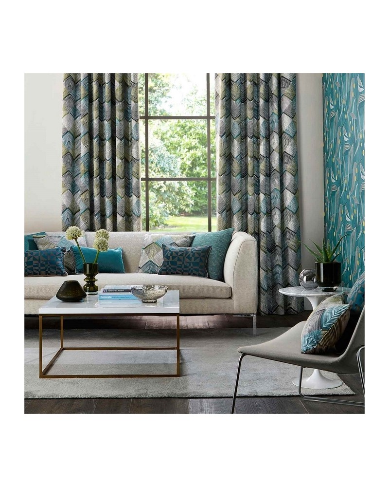 Tissus HGEO120683 RHYTHM Teal Linden Charcoal Harlequin