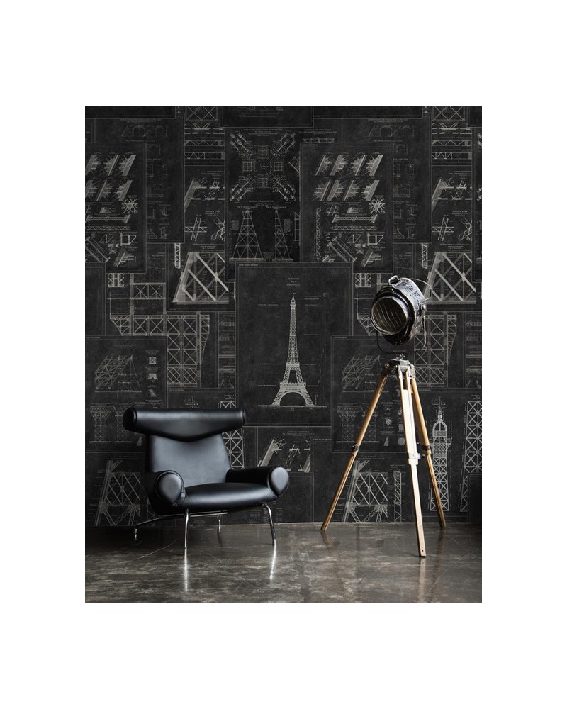 Papier lackiert GRAND EIFFEL Anthrazit WP20218 - MIND THE GAP