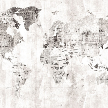 Papel de parede 6500107 NEWSPAPER MAP WHITE - COORDONNE