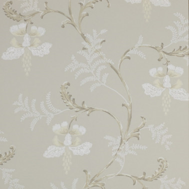 Papier peint CFW7127-04 BELLFLOWER Silver - COLEFAX AND FOWLER