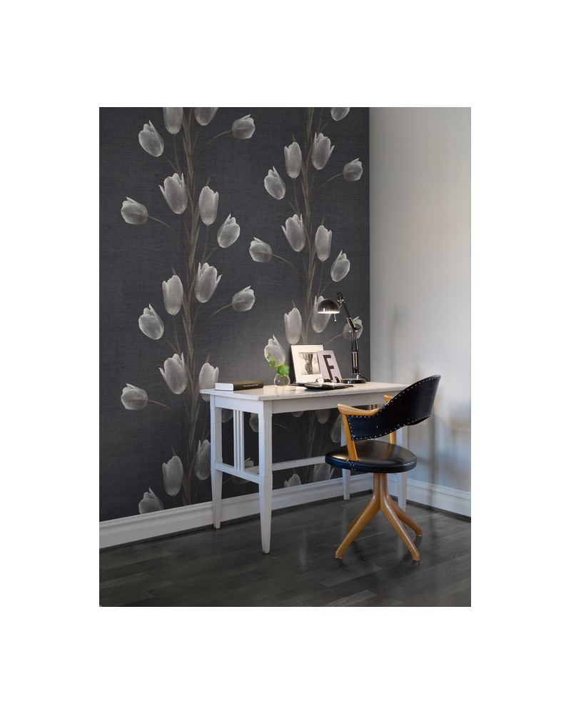Papel Pintado R13061-4 LA VIE EN TULIPE BLACK - REBEL WALLS