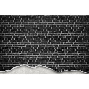 Papel Pintado R12222 Well-Worn Brick Wall, black - REBEL WALLS