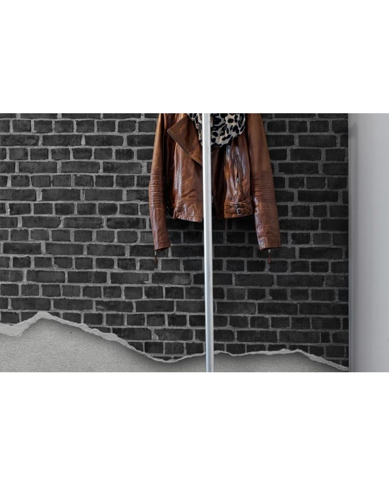 Tapete R12222 Well-Worn Brick Wall, black - REBEL WALLS