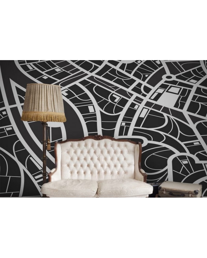 Papier peint R12432 Roadways, black&white - REBEL WALLS