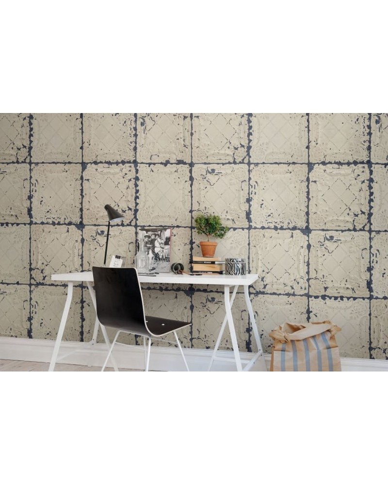 Wallpaper R12801 Tin Plates, Nebraska - REBEL WALLS