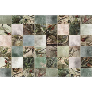 Papel Pintado R15071 Birds of Paradise, Tiles - REBEL WALLS