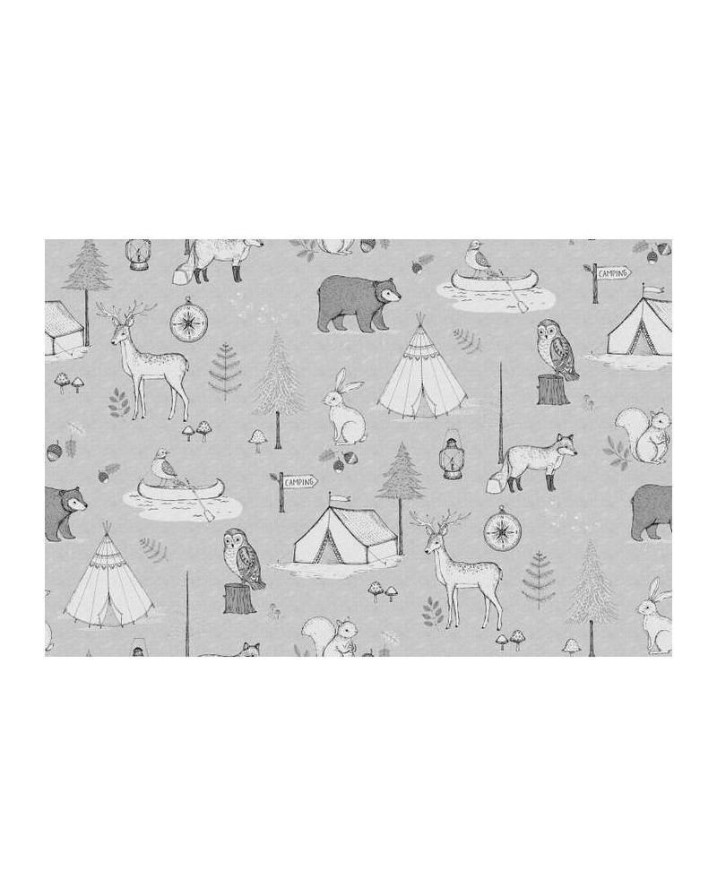 Papier peint R15312 Camping Trip, Grey - REBEL WALLS Papier peint R15312 Camping Trip, Grey - REBEL WALLS