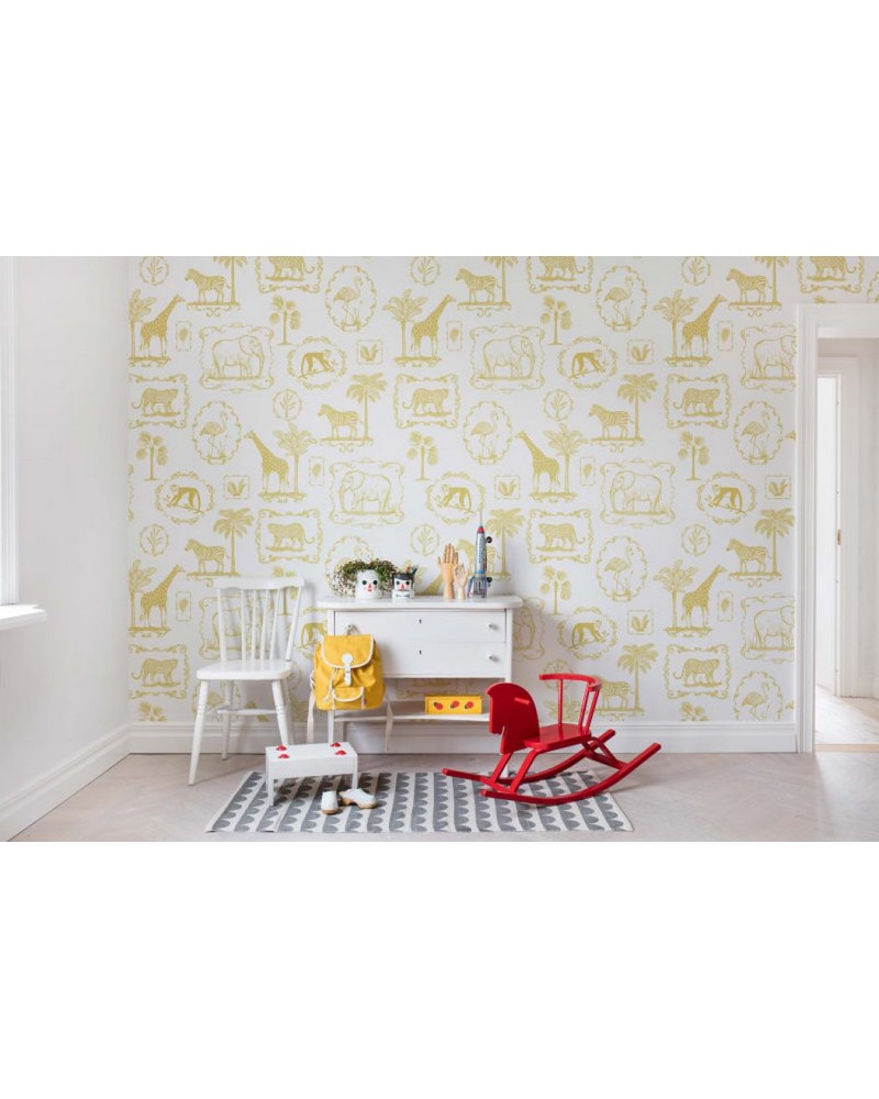 Carta da Parati R15272 Animal Party, Yellow - REBEL WALLS