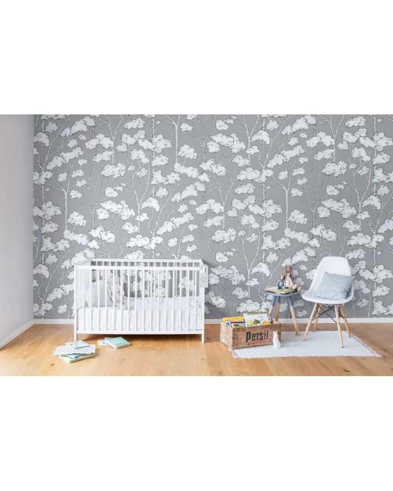 Papel de parede R15332 Animal Tree, Grey - REBEL WALLS