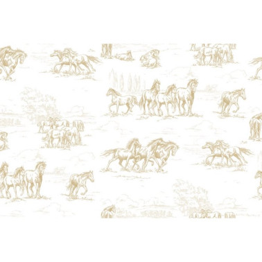 Carta da Parati R15592 Horse Herd, Gold - REBEL WALLS