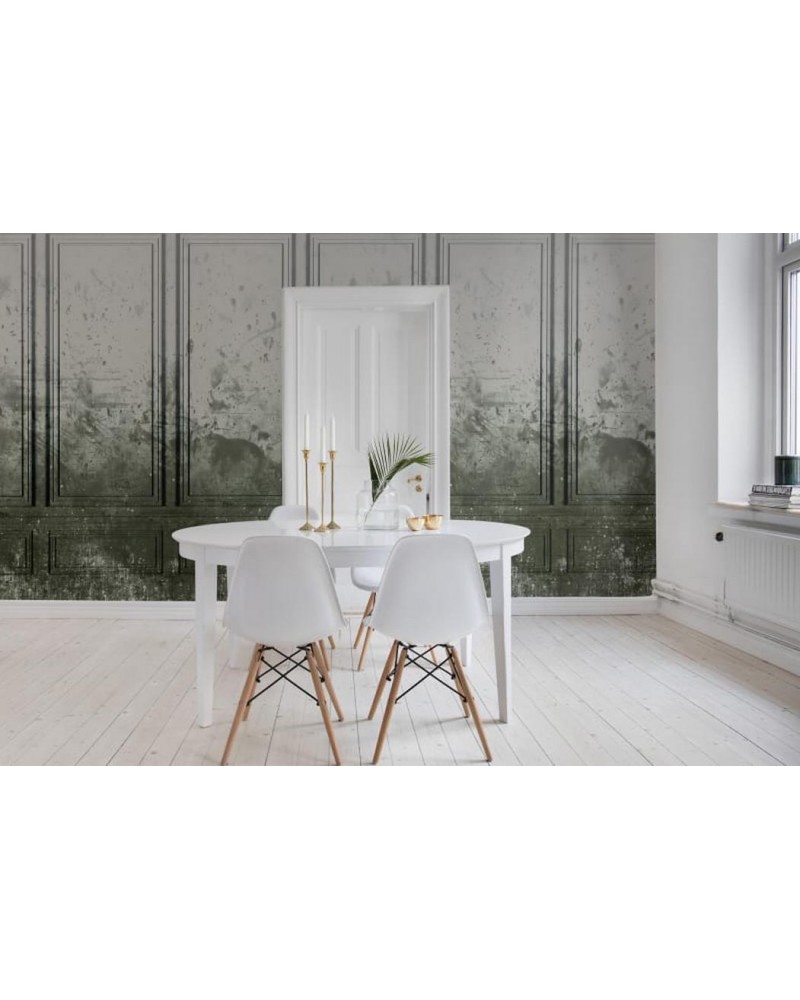 Papel de parede R15382 Patinated Panels, Moss - REBEL WALLS