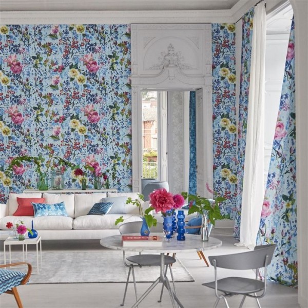 Carta da Parati PDG1028/01 MAJOLICA CORNFLOWER - Designers Guild