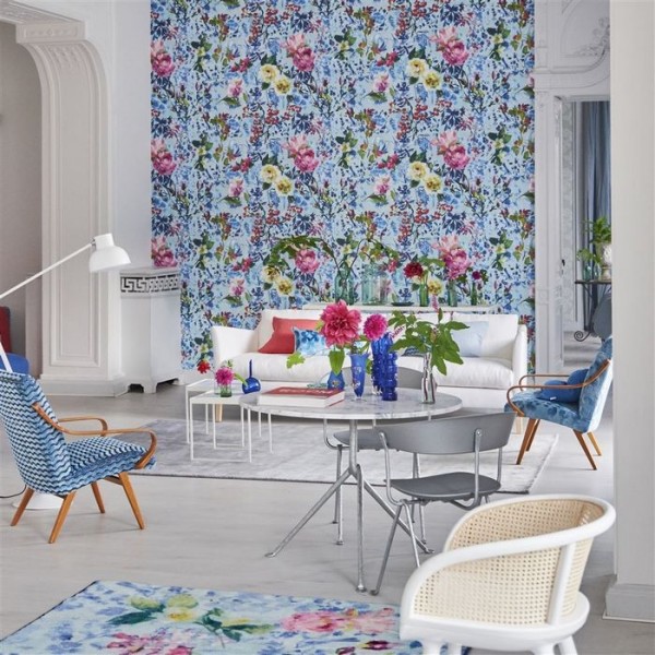 Carta da Parati PDG1028/01 MAJOLICA CORNFLOWER - Designers Guild