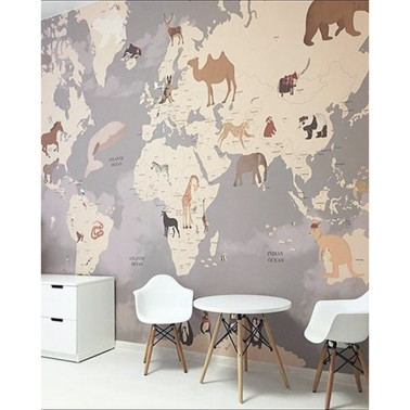 Wallpaper Animals World Map I - LITTLE HANDS