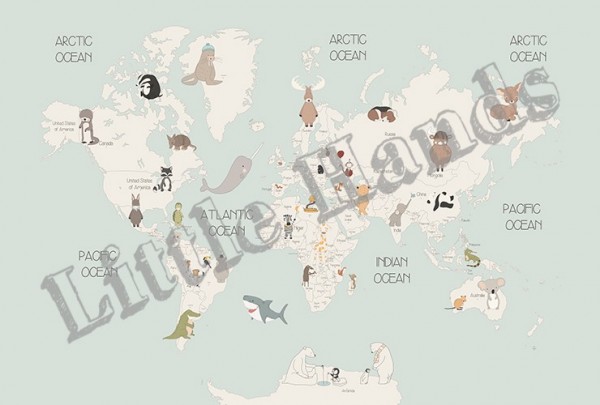 Papel de parede Animals World Map IV - LITTLE HANDS