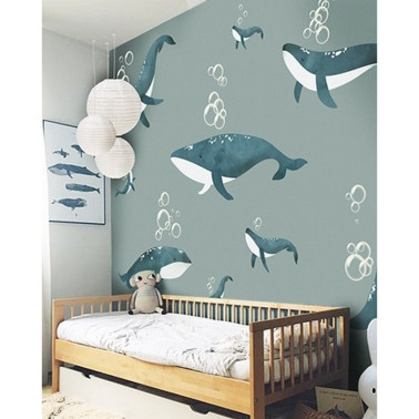 Papier peint Whales I - LITTLE HANDS