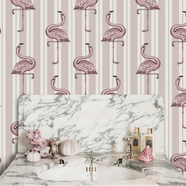 Tapete FLAMBOYANCE OFF WHITE & MACAROON PINK - HOUSE OF HACKNEY