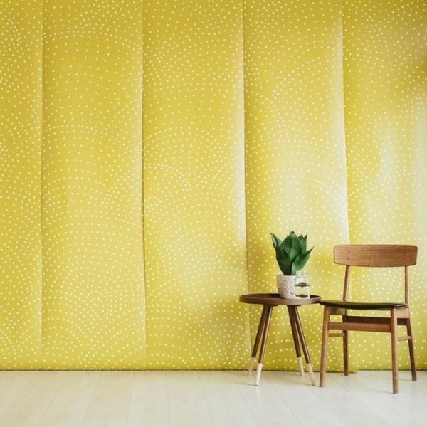 Papel de parede CRESCENT POLKA DOTS MURAL MUSTARD - ANEWALL