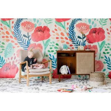 Wallpaper CRIMSON POPPY MURAL - ANEWALL