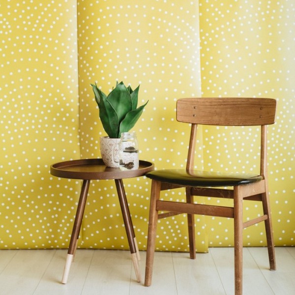 Papel de parede CRESCENT POLKA DOTS MURAL MUSTARD - ANEWALL