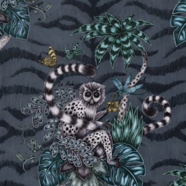 Fabric LEMUR NAVY VELVET F1211-01 CLARKE & CLARKE