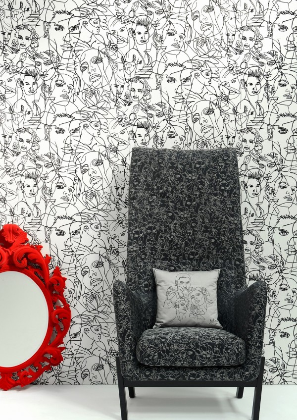 Wallpaper 3322-01 CROQUIS ECRU-NOIR - JEAN PAUL GAULTIER
