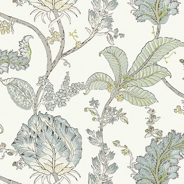 Papel de parede KALAMKARI VINE AT78740 Yellow Aqua - ANNA FRENCH Papel de parede KALAMKARI VINE AT78740 Yellow Aqua - ANNA FRENCH