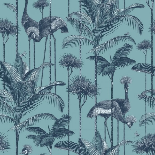 Papel de parede Crane Fonda Palm Blue DVS013 - DIVINE SAVAGES Papel de parede Crane Fonda Palm Blue DVS013 - DIVINE SAVAGES