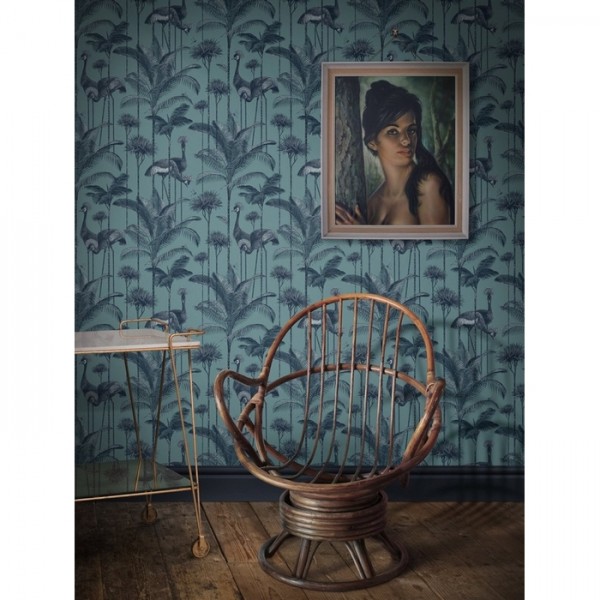 Papel de parede Crane Fonda Palm Blue DVS013 - DIVINE SAVAGES