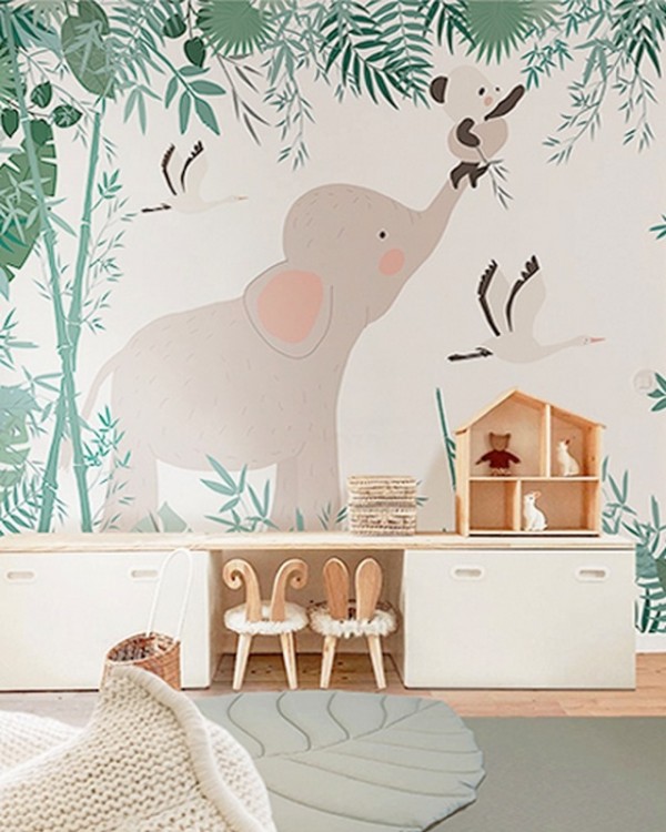 Papier peint The Elephant and the Panda - LITTLE HANDS