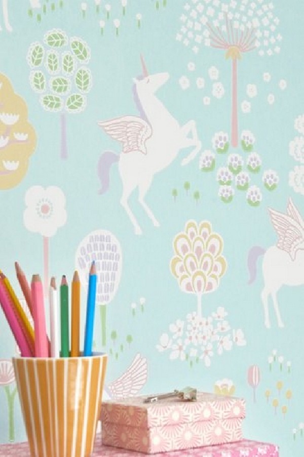 Papier peint True Unicorns Turquoise 116-02 - MAJVILLAN