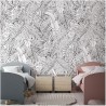 Wallpaper JUNGLE ISLAND BLACK AND WHITE DOM142-1 - LES DOMINOTIERS