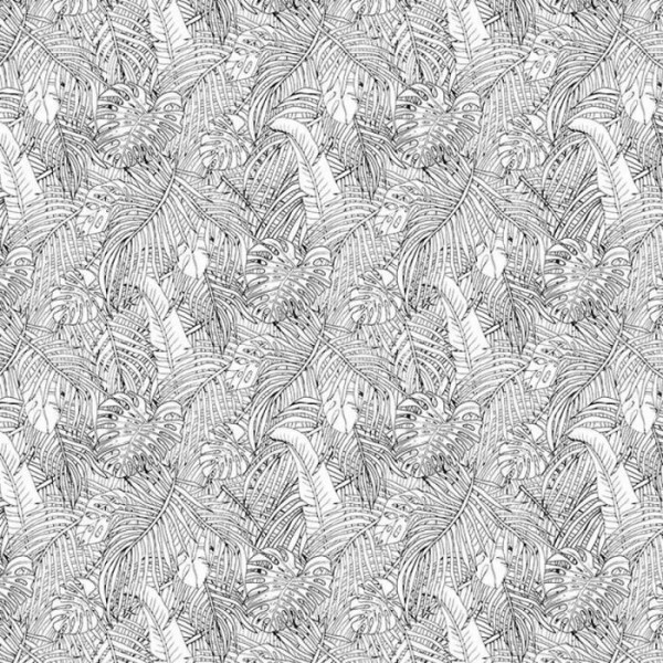 Wallpaper JUNGLE ISLAND BLACK AND WHITE DOM142-1 - LES DOMINOTIERS