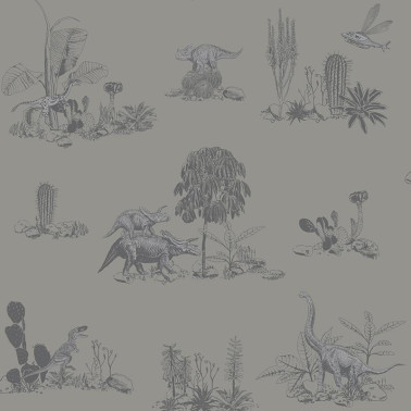 Classic Dino Wallpaper Grey