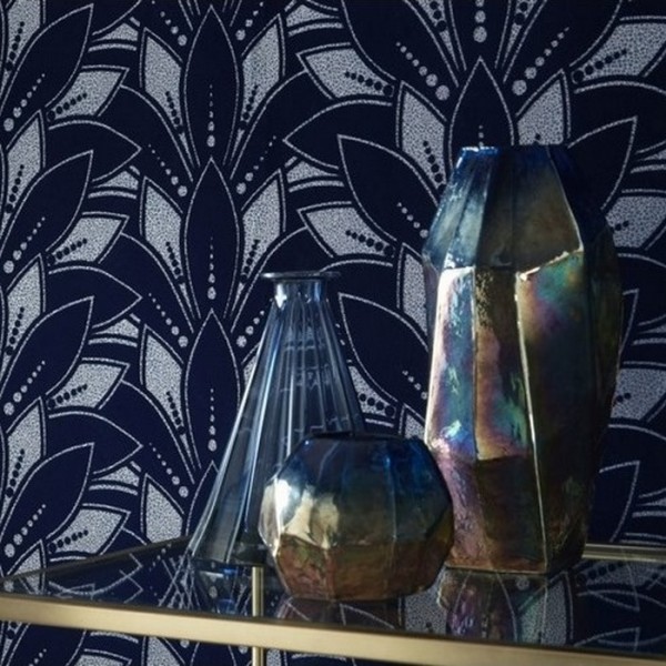 Tapete Astoria Midnight Flock 1907-139-01 - 1838 WALLCOVERINGS