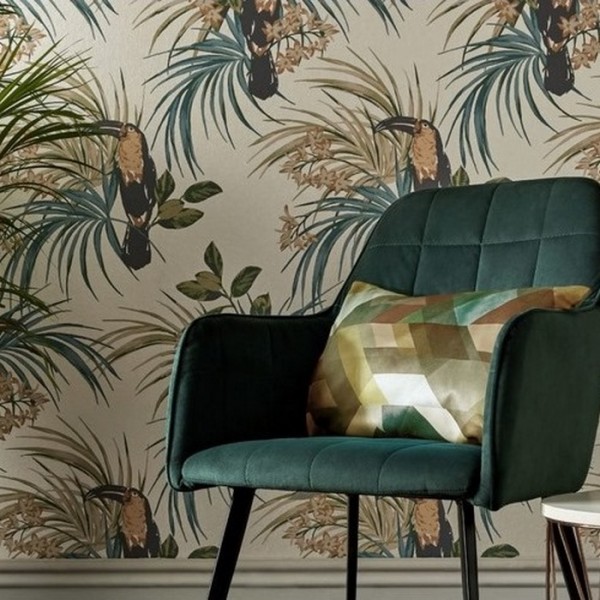 Papel Pintado Le Toucan Emerald 1907-135-03 - 1838 WALLCOVERINGS