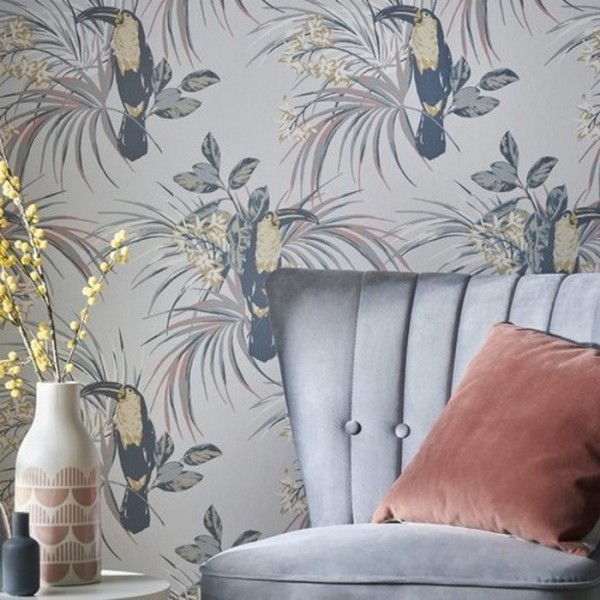 Papel de parede Le Toucan Soft Grey 1907-135-06 - 1838 WALLCOVERINGS