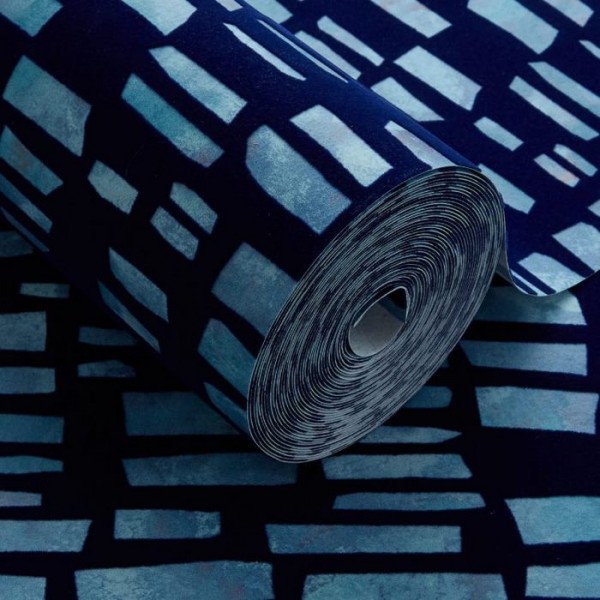 Papel de parede Fusion Blue Dusk Flock 2008-145-03 - 1838 WALLCOVERINGS