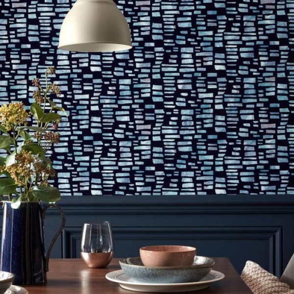 Papel de parede Fusion Blue Dusk Flock 2008-145-03 - 1838 WALLCOVERINGS
