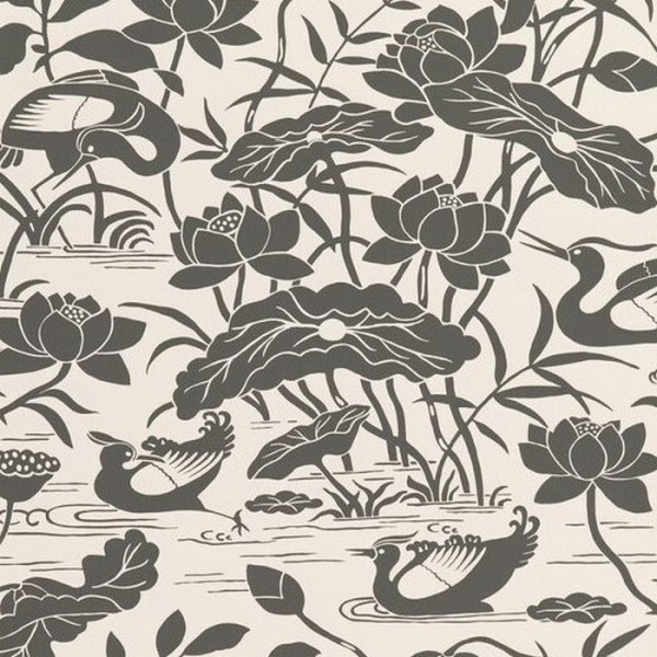 Wallpaper Heron & Lotus Flower B&N BW450891 - GP & JBAKER Wallpaper Heron & Lotus Flower B&N BW450891 - GP & JBAKER