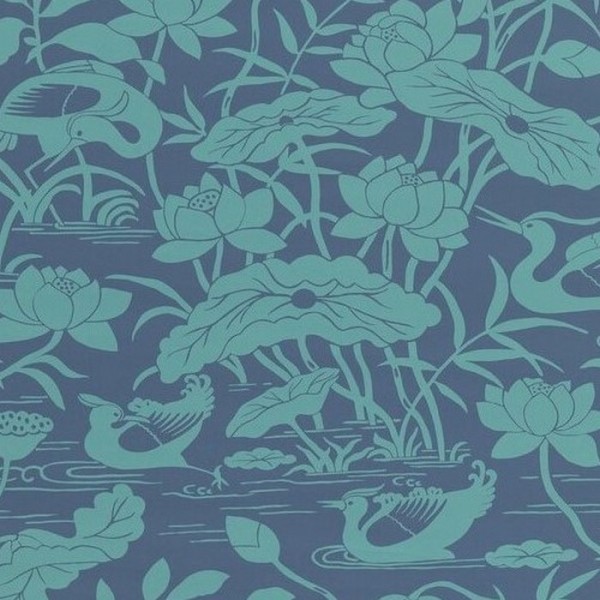 Papel de parede Heron & Lotus Flower Teal Blue BW450894 - GP & JBAKER Papel de parede Heron & Lotus Flower Teal Blue BW450894 - GP & JBAKER