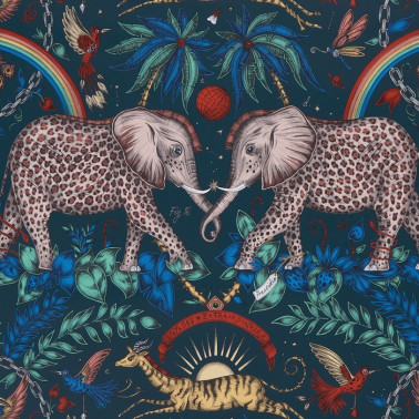 Papel de parede Zambezi Navy W0121-04 - CLARKE & CLARKE