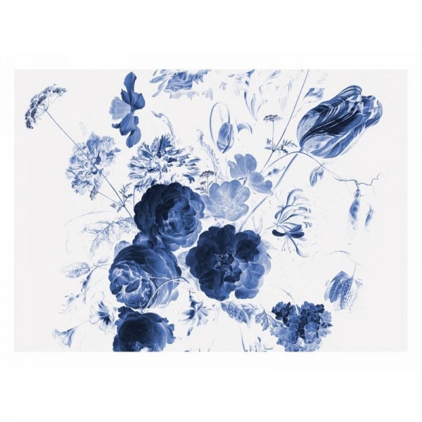 WP-223 Wall Mural Royal Blue Flowers 1